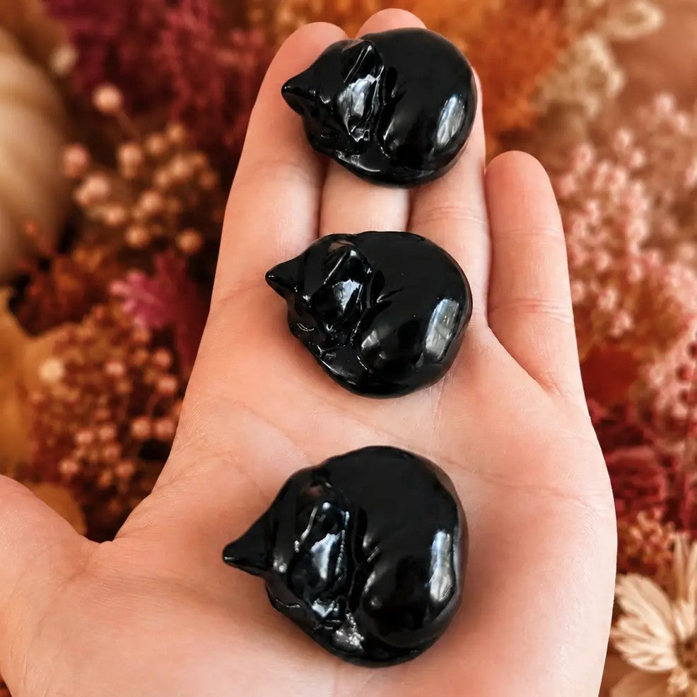 Black Obsidian Sleeping Cats
