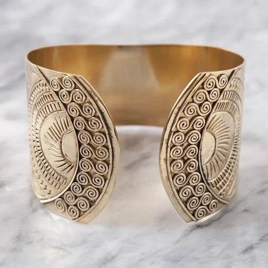 Tribal Etched Brass Cuff