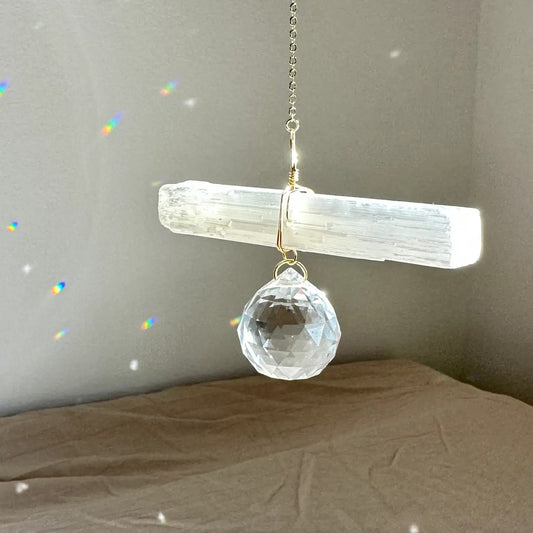 Selenite Bar with Crystal Suncatcher
