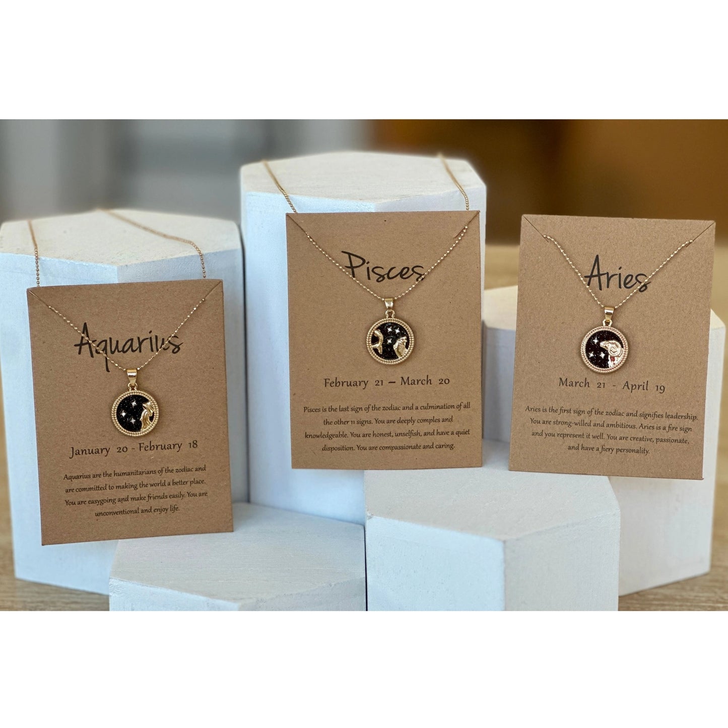 Gold & Black Zodiac Charm Necklaces