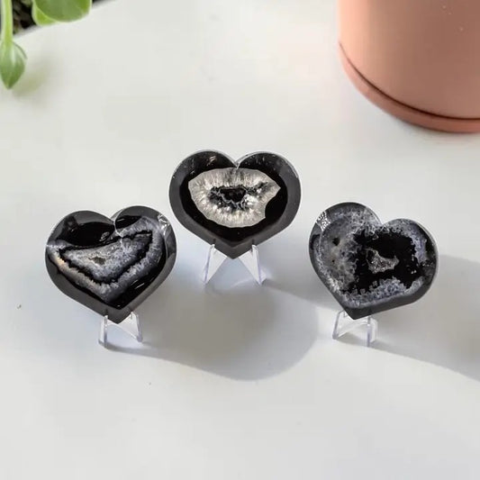 Black Onyx Druzy Heart
