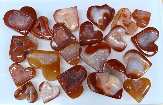 Carnelian Druzy Hearts