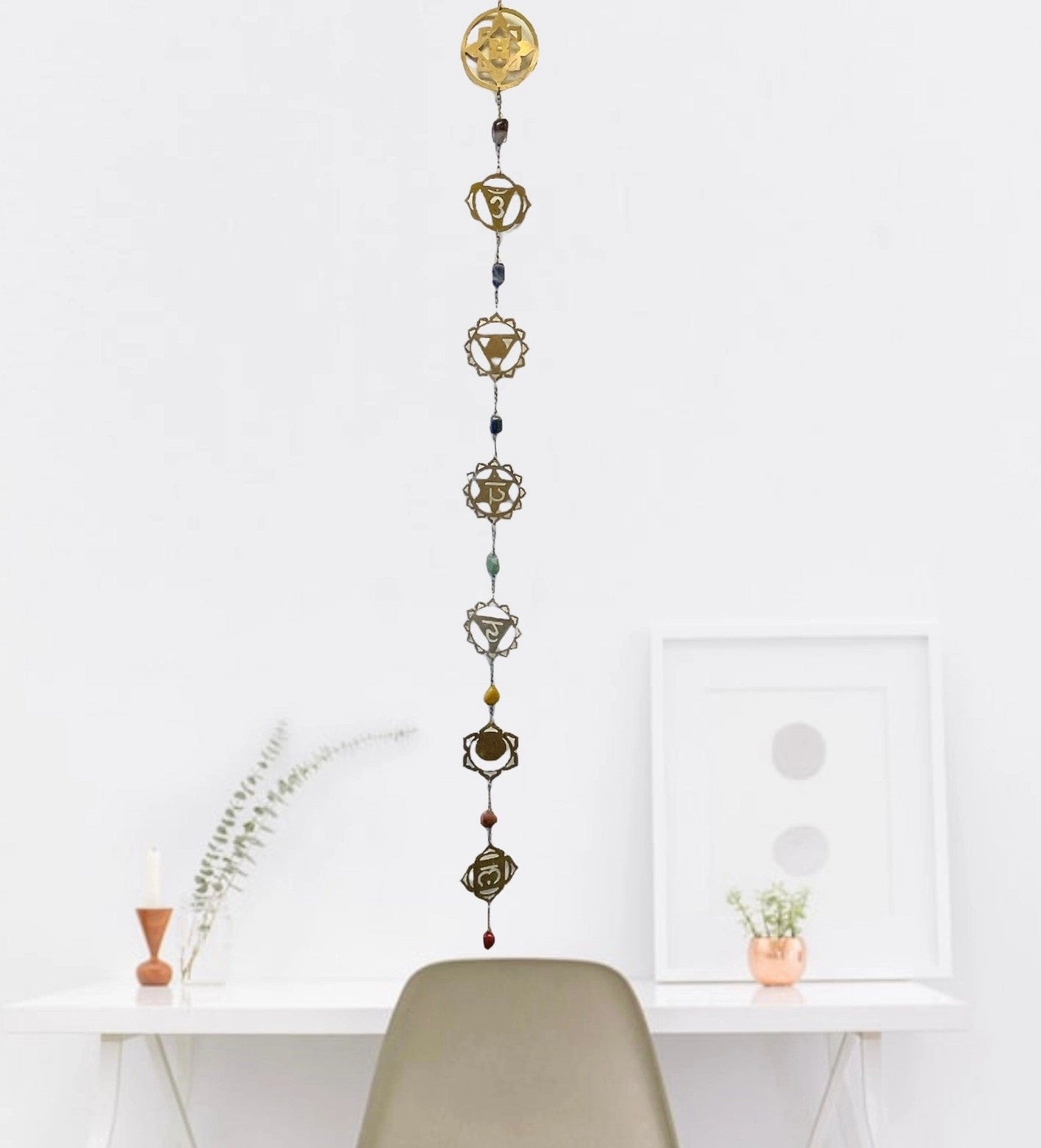 7 Chakra Wall Hanger with Tumbled Crystal Stones