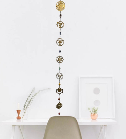 7 Chakra Wall Hanger with Tumbled Crystal Stones